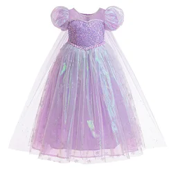 Kids Girls Princess Dress Children Fancy Party Costume Set Halloween Carnival Birthday Gown Outfit Clothes with Cloak K1057