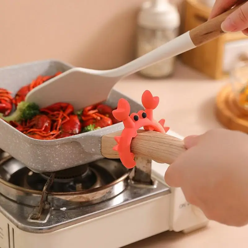 Pot Spoon Holder Cute Silicone Utensil Rest In Crab Shape Countertop Ladle Holder Anti-Overflow Stove Top Spatula Holder Kitchen