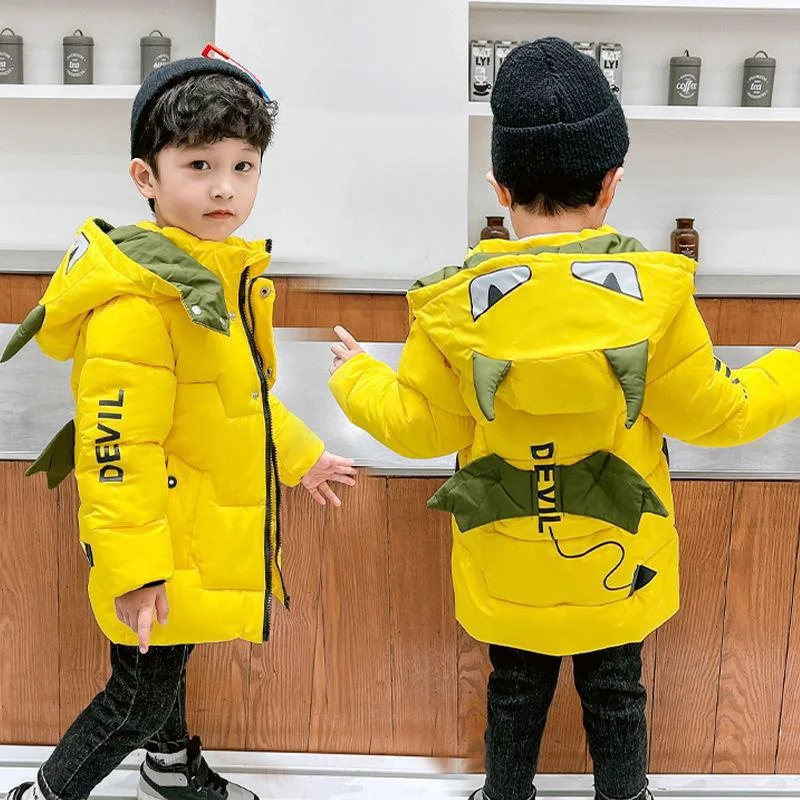 New Down Cotton Clothes Long Jackets Winter Boys Girls Thick Warm Hooded Coats Kids Parka Snowsuit Waterproof Ski Outerwear 2-8Y