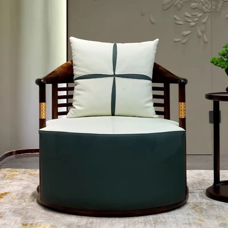 

Новый китайский диван из черного дерева для гостиной, балкона, одноместное кресло для отдыха, легкий роскошный мягкий стул-мешок, набор из трех предметов