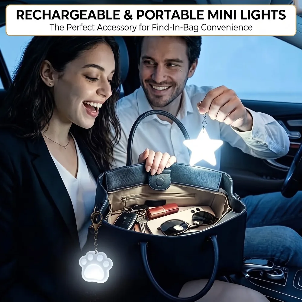 Purse Light, LED Touch Sensor Night Light, Rechargeable Portable Mini Light for Handbag, Backpack, Purse, Keychain (White Light)