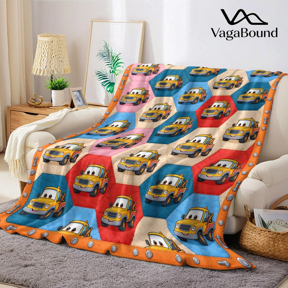 Yellow Tow Hex Bolt Grid Flannel Blanket Perfect for Sofa Office Bed Travel Sleep Read Relax Camping Four Season Use