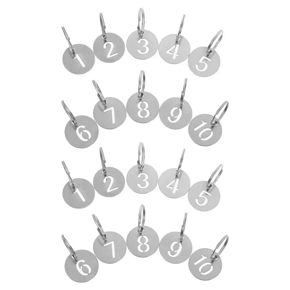2Sets Round Stainless Steel Hollow Number Tags 1-10 Clear Visible Numbered Key Labels for Keys Lockers Warehouses Outdoor Use