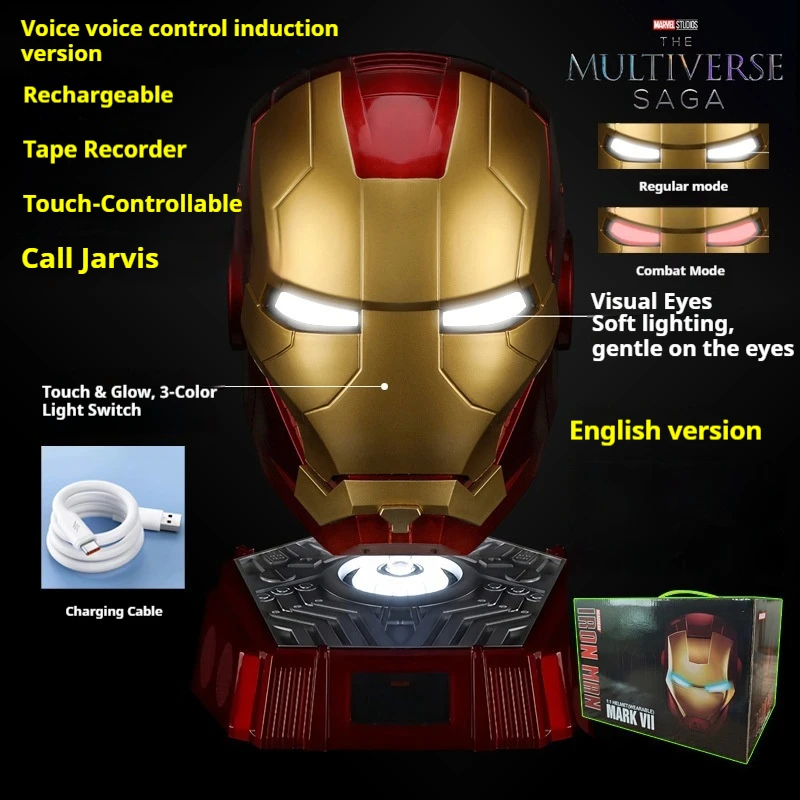 Casco de Iron Man Mk5 de Los Vengadores, Escala 1:1, con Control por Voz, Mk50, Mk5 Automático, Cosplay con Luz LED, Cierre Electrónico