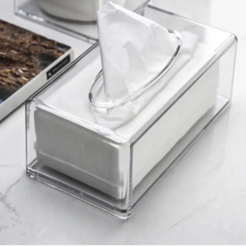 1/2PCs Home Tissue Dispenser Box Acrylic Transparent Restaurant Hotel Office Barthroom Tissue Storage Box Paper Rack Organizer