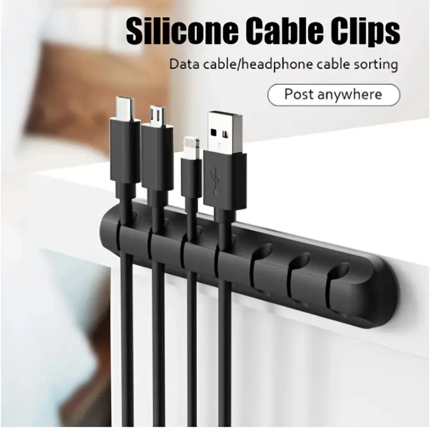 

Efficient Silicone Cable Organizer - Neat Clips for USB Cables and Mouse Headset - Desk Management with Cable Roll Arrangement S