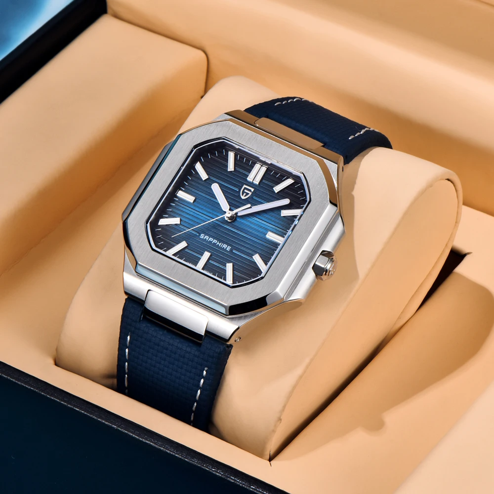 PAGANI DESIGNนาฬิกาผู้ชายสแควร์หรูหราควอตซ์นาฬิกาผู้ชายสแตนเลสนาฬิกาข้อมือสําหรับชาย 100Mกันน้ํา 2025 ใหม่