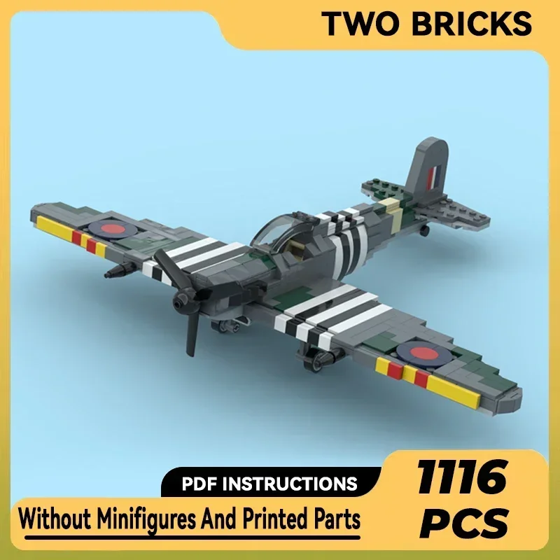 Fighter Model Moc Building Bricks Supermarine Spitfire D-Day Version Technology Blocks Gifts Christmas Toys DIY Sets Assembly