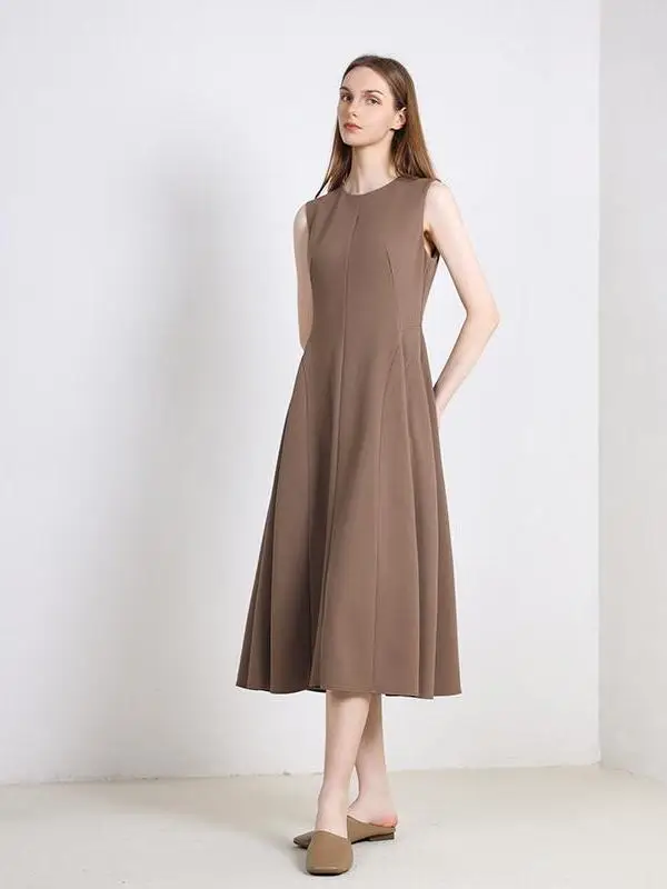 

Jane Expr 2025 Spring New Sle Midi Dr Elely Svel High Waist A-Line Skirt Polyester Fiber Casual round Ne