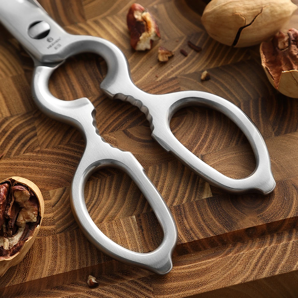 HEZHEN Kitchen Scissors Walnut Shears 3Cr13 Forged Steel Multifunctional Stainless Steels Gift Box