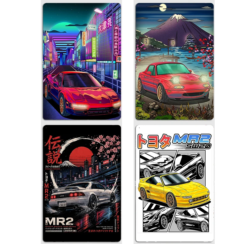 JDM Legend Car NSX and MX-5 Miata MR2 SW20 Poster Metal Custom Bar Sign Indoor Car Club Room Decoration Posters Home Wall Decor