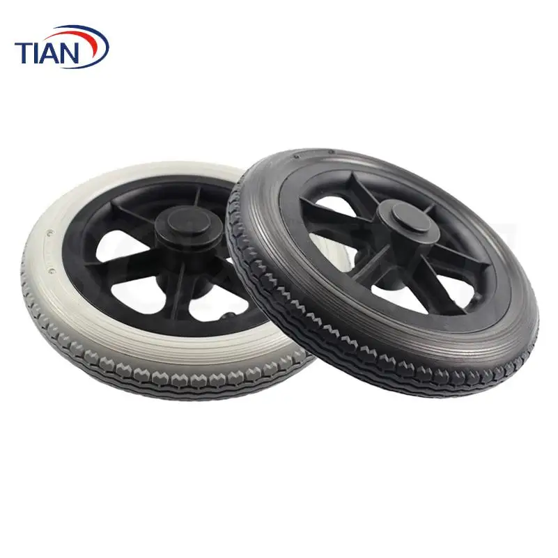 12 Inch PU Wheel Professional Wheelchair Rear Caster Replacement Part Tool 12 1/2x2 1/4 Solid Non Pneumatic Tire Wheel