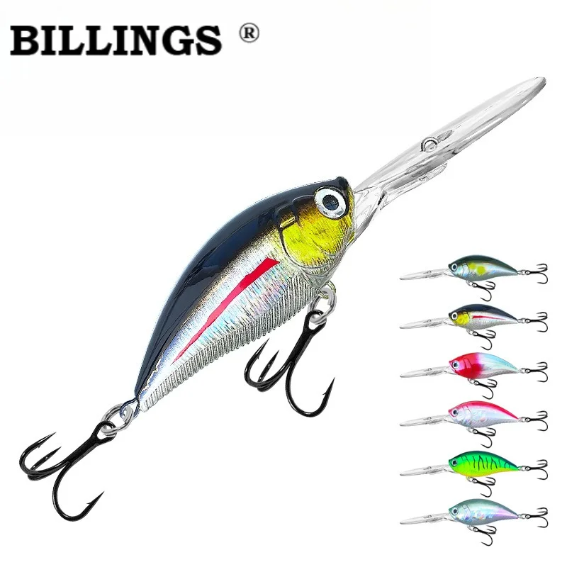BILLINGS 1 Stück Schwimmender Long-Tongue-Platztrollingköder für Süßwasser, 12,5 cm, 18,5 g, für Schwarzbarsch und Gar
