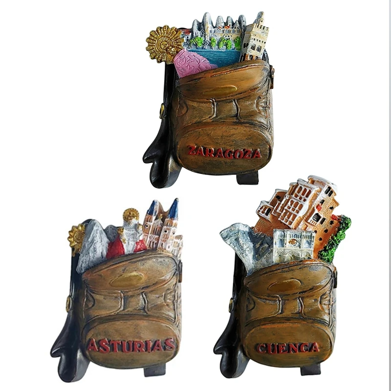 Zaragoza, Kunca, Asturias, España, imanes de nevera 3D pintados a mano, recuerdos de turismo, pegatinas magnéticas para refrigerador
