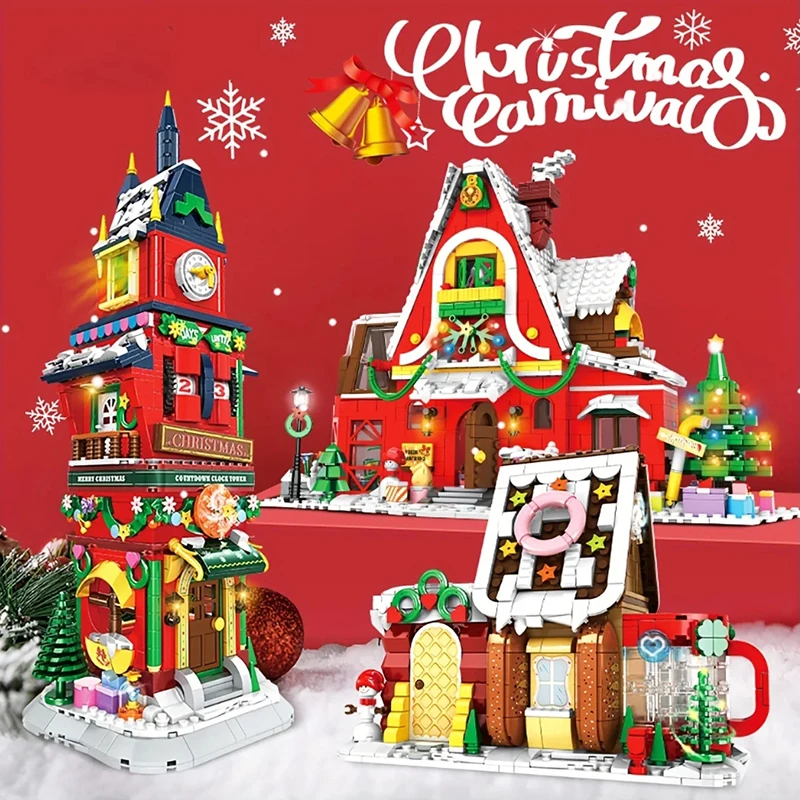 

Small Granular Building Blocks Puzzle Toys Assembling Building Models Christmas Decorations Puzzle Kit Christmas Gifts