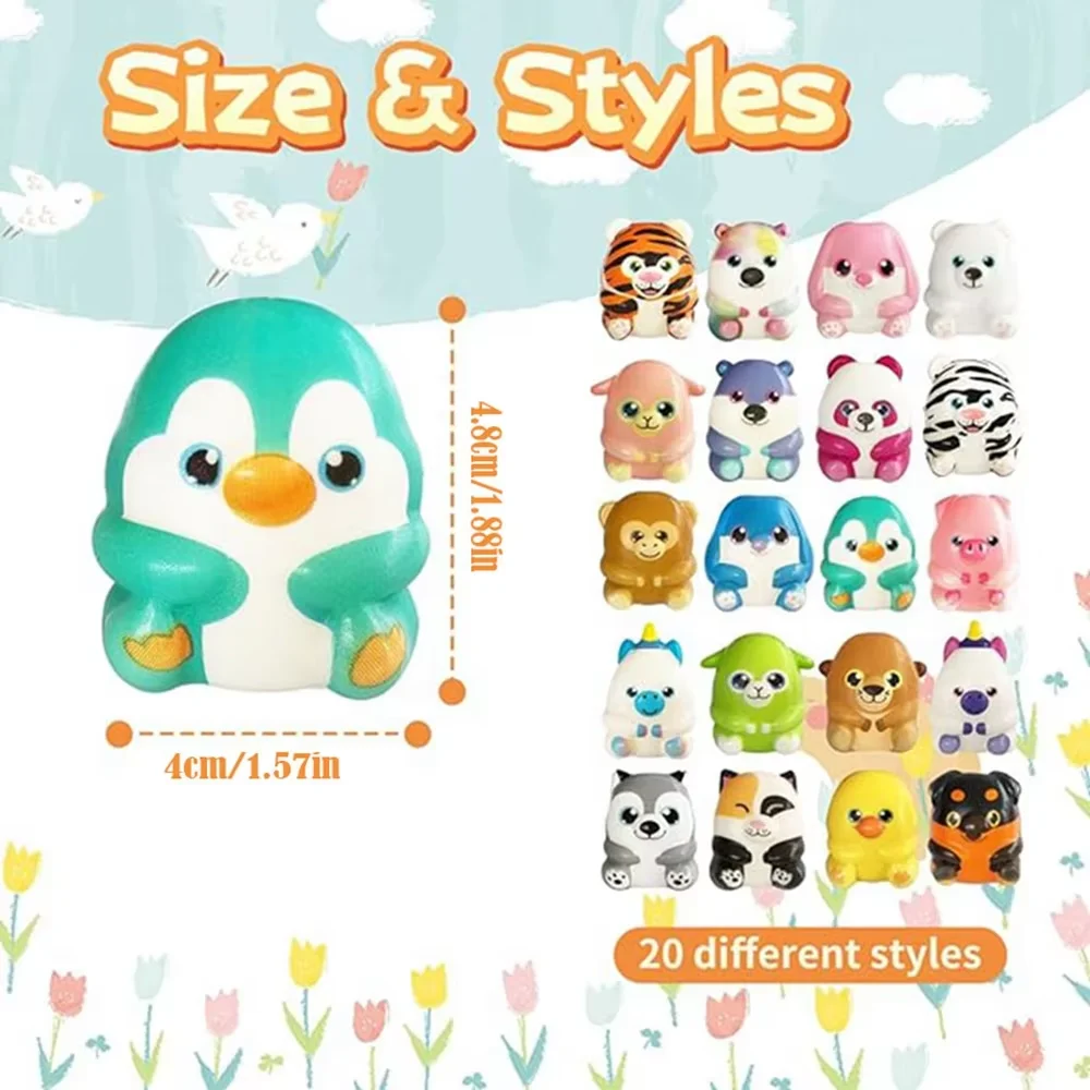 6/12/24/48 PCS Squishy Animal Pinch PU Slow Rebound Cartoon Twisted Egg Doll Fun Stress Relieving Toy Party Favors