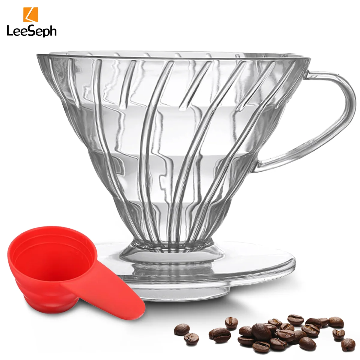

Plastic Coffee Dripper with Coffee Scoop Set, Reusable Coffee Funnel Filter Cup, Slow Filter Cone for Travel, Camping, Office