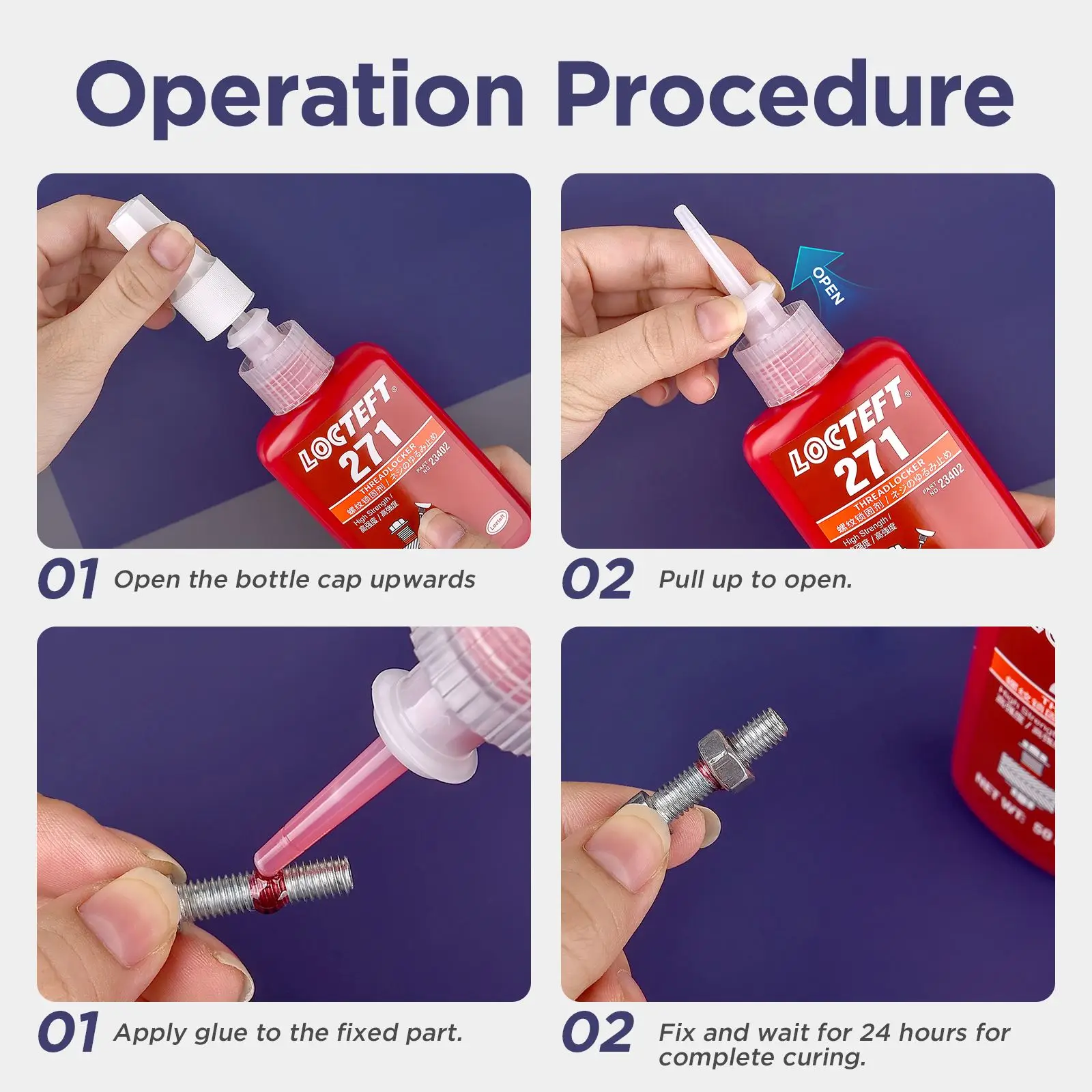 50ml Threadlocker 222 242 243 263 271 272 290 Screw Glue Quickly Cured Thread Locking Agent Anaerobic Adhesive Glue Anti-Loose