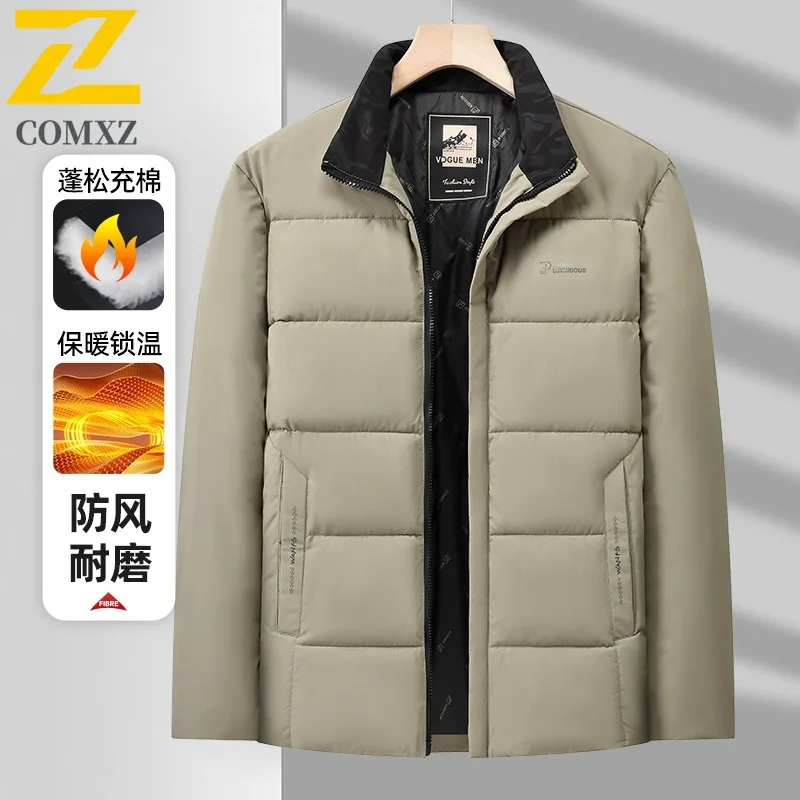 COMXZ Winter Jacket Men Classic Fashion solid color Stand Collar Windproof Parka Korean Female All-match Down Cotton Padded Coat