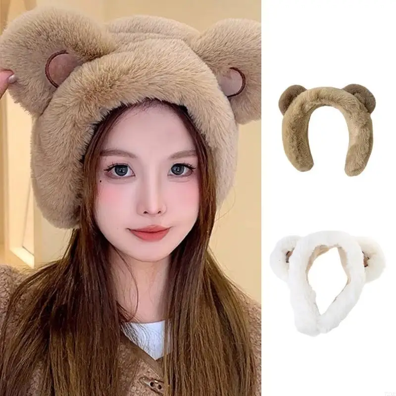 72XE Cartoon Bear Ear Muffs for Women and Kids Girls Boys Ear Warmer Headband