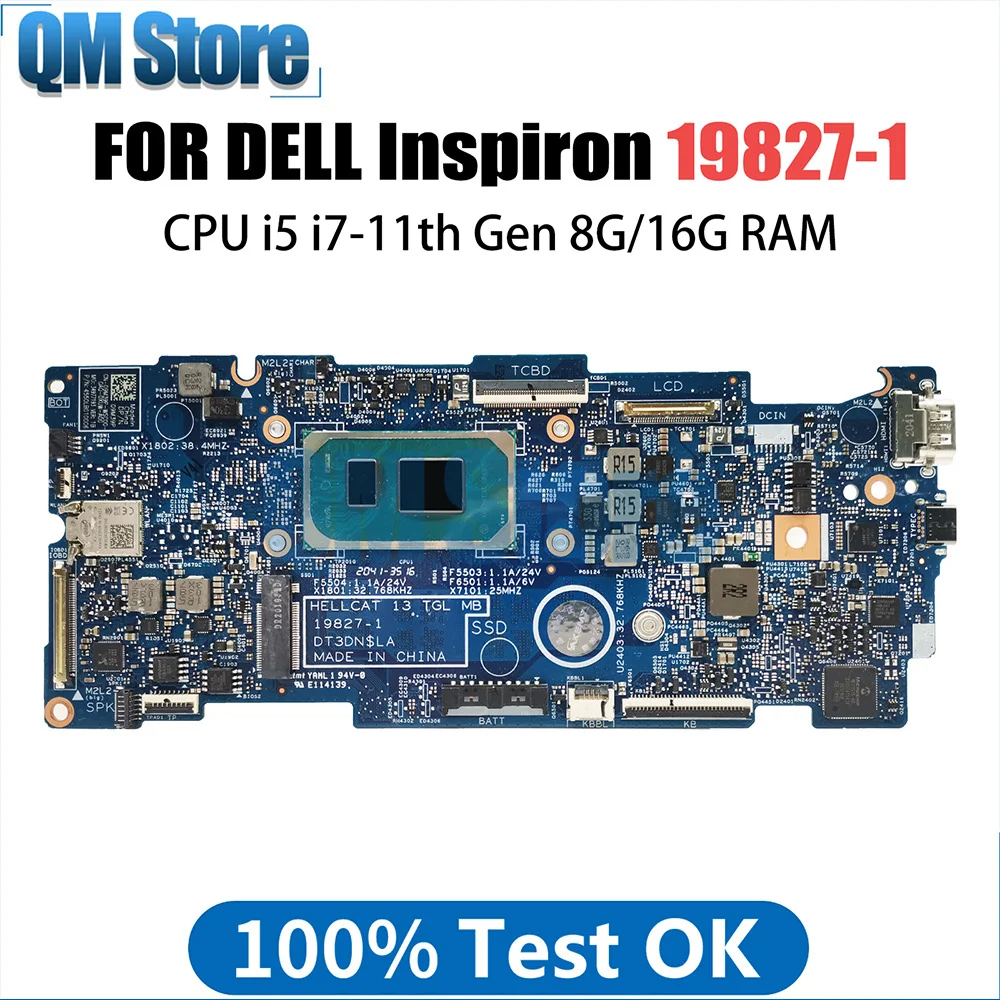 

Notebook Mainboard For Dell Inspiron 7306 19827-1 05X8YX 0GT06K 09M39P Laptop Motherboard with i5 i7-11th Gen CPU 8GB 16GB RAM