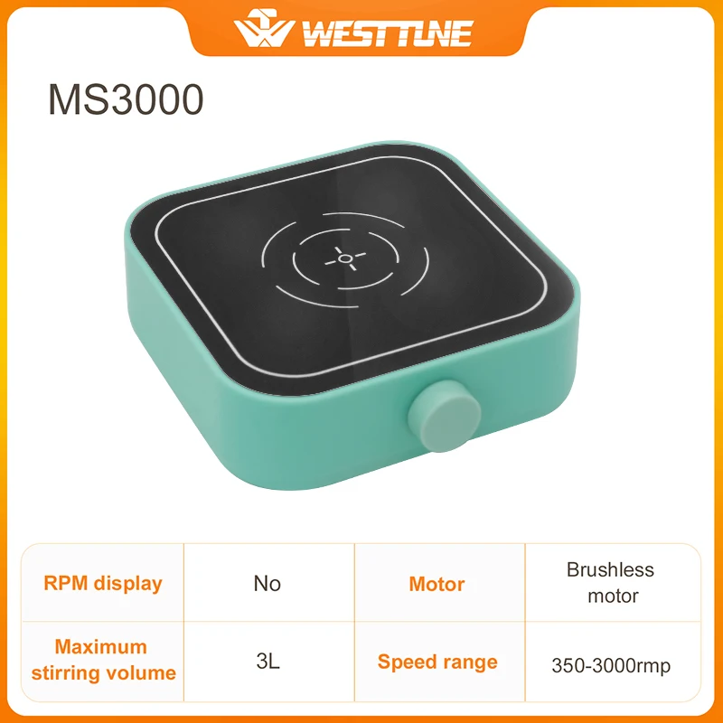 WEST TUNE Westtune Lab-Magnetrührer – elektrische Digitalanzeige, 3000 U/min, 3 l Fassungsvermögen, tragbarer Laborrührer mit bürstenlosem Motor, 12 V 10