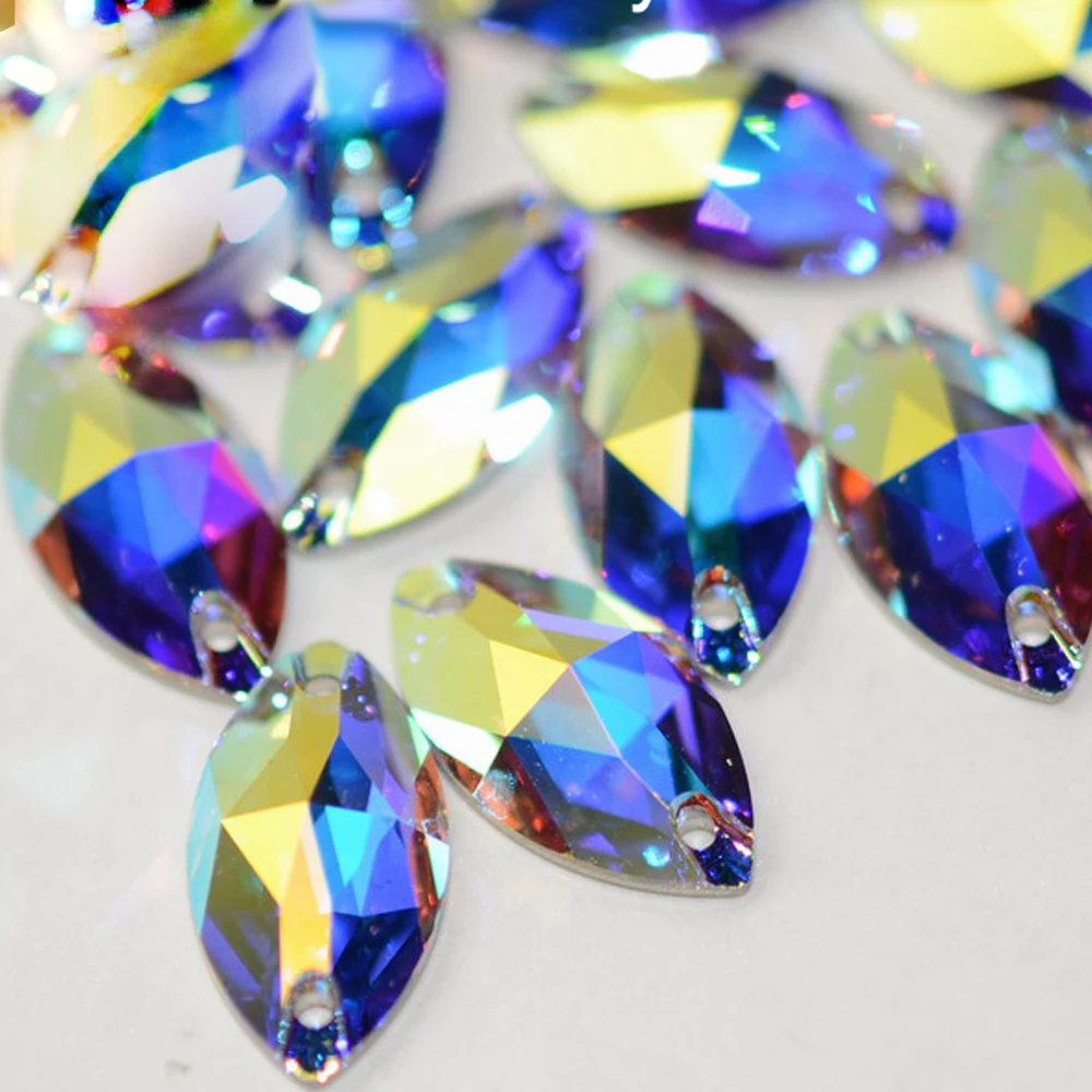 PUBRILEX Vorteilspackung Crystal AB Aufnähbare Strasssteine mit abgeschrägten Kanten für Kleidung und Schmuckdekorationen – Detail 11
