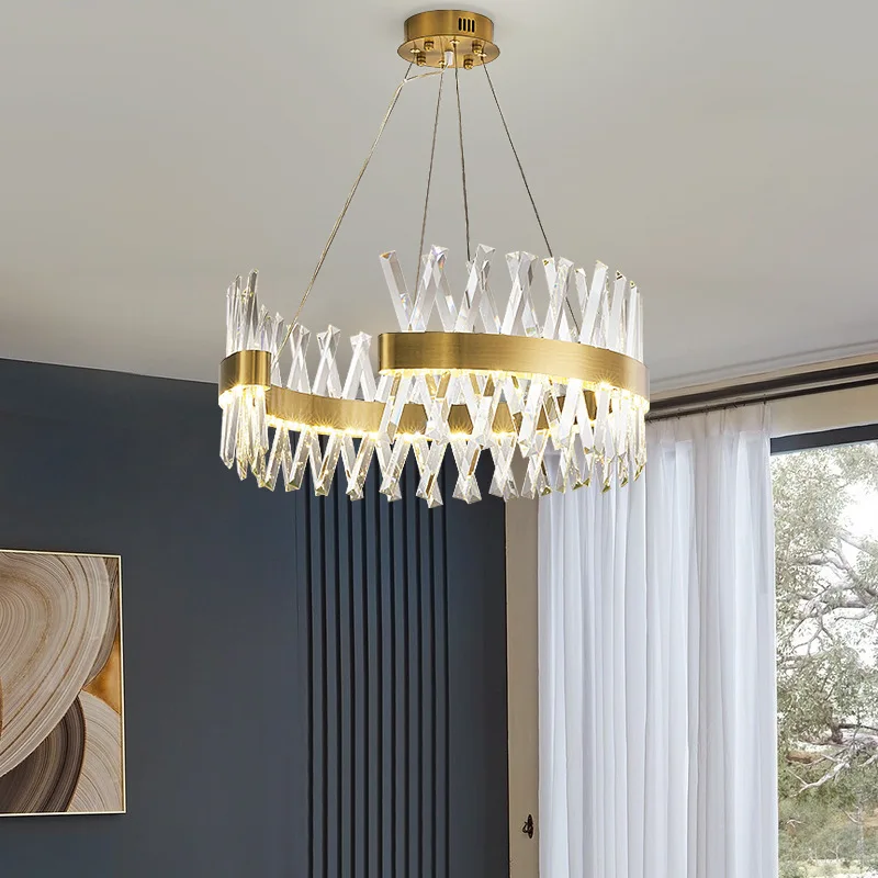 

Modern K9 Crystal Chandelier Led Luxury Lighting for Living Room Bedroom Hotel Gold Metal Hanging Lamp Restaurant Suspend Light
