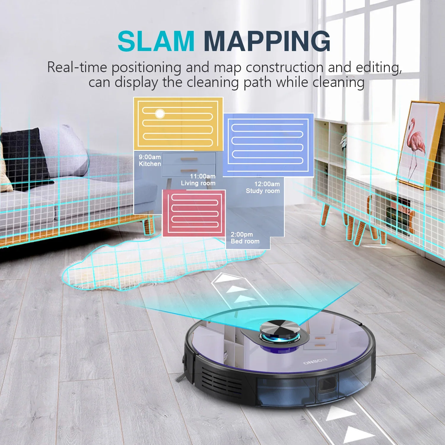 ONSON J30 Smart Home Navigation 2700Pa Robot Vacuum Cleaner with APP