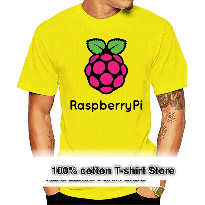 Geek Fans Men T Shirt Flock Printed Raspberry Pi O-neck Short Sleeve Cotton Pattern T-shirt Men Casual Fit  Programmer Tees