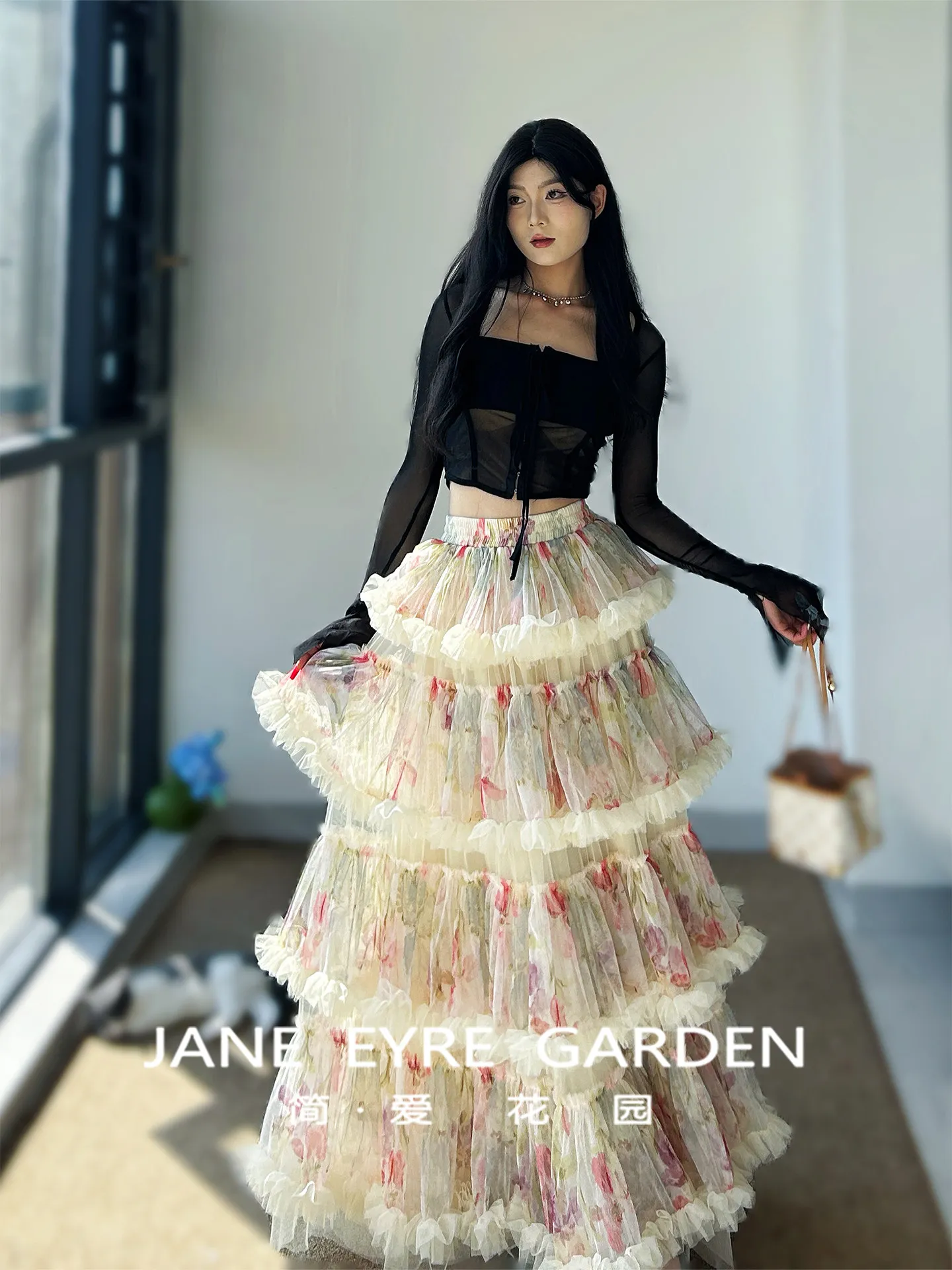 TIYIHAILEY New Mesh Women Autumn Spring Long Floor Length Cake Skirts High Quality Ball Gown Skirt Printed Elastic Waist 2026