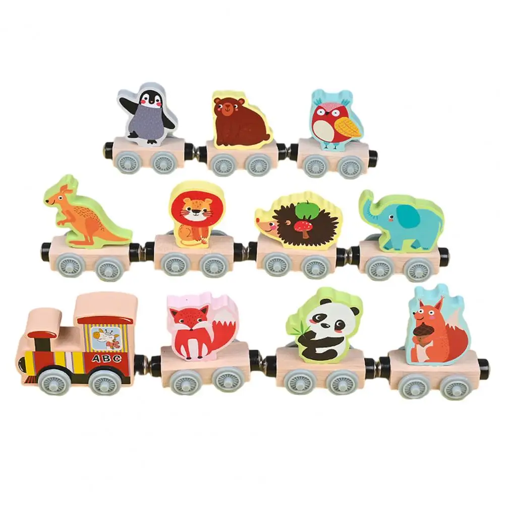 

Kids Wooden Train Toy Educational Magnetic Set for Toddlers Vehicle Fruits Wooden Block Nature Gift for Boys Girls