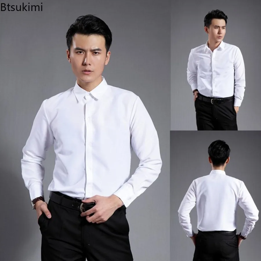 

New Style Candy Color Long Sleeve Shirts for Men Fashion Stretch Slim Business Casual Shirts Men Stage Performance Costume Tops