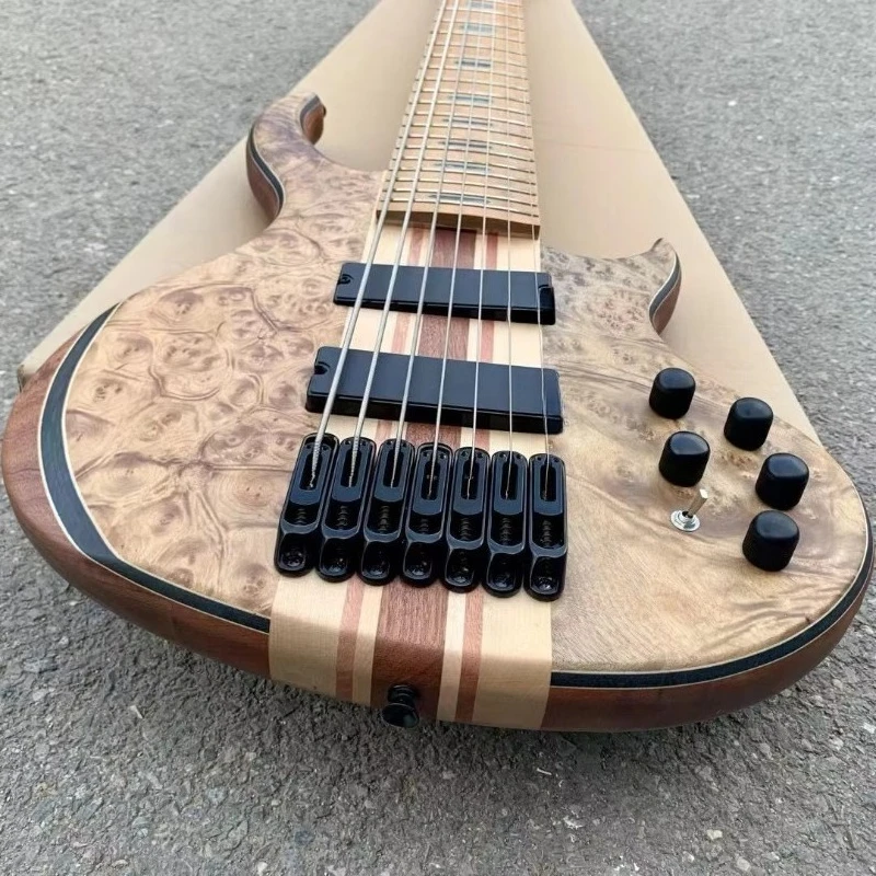 Professional 6/7-String Electric Bass Guitar Active Pickup Rosewood Fingerboard Conjoined Neck Body Maple Mahogany for Music