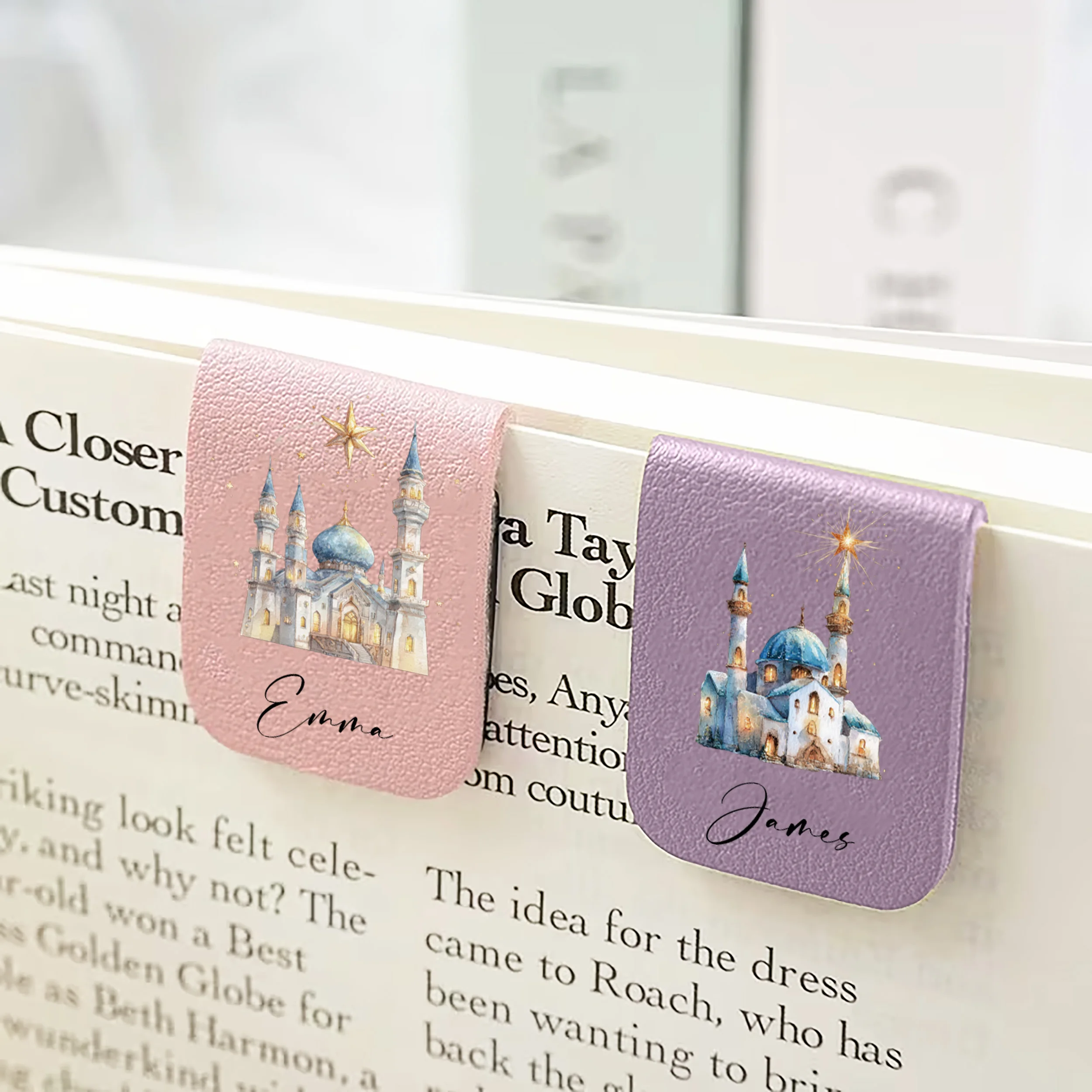 1pc Name Bookmark with cool castle,Custom Leather cool castle Bookmark,Personalized Magnetic Bookmark, Book Lover Birthday Gift