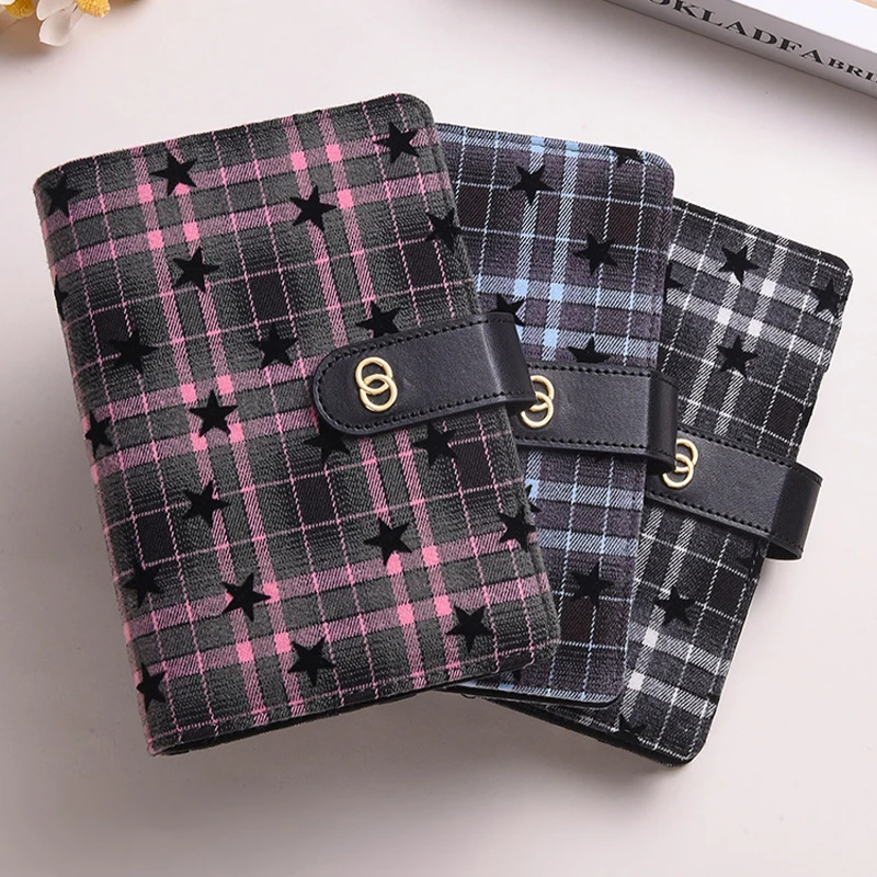 Star Plaid A6 Budget Binder Loose‑leaf Notebook Cash Envelope Wallet with Classification Inner Pages Money Saving Planner