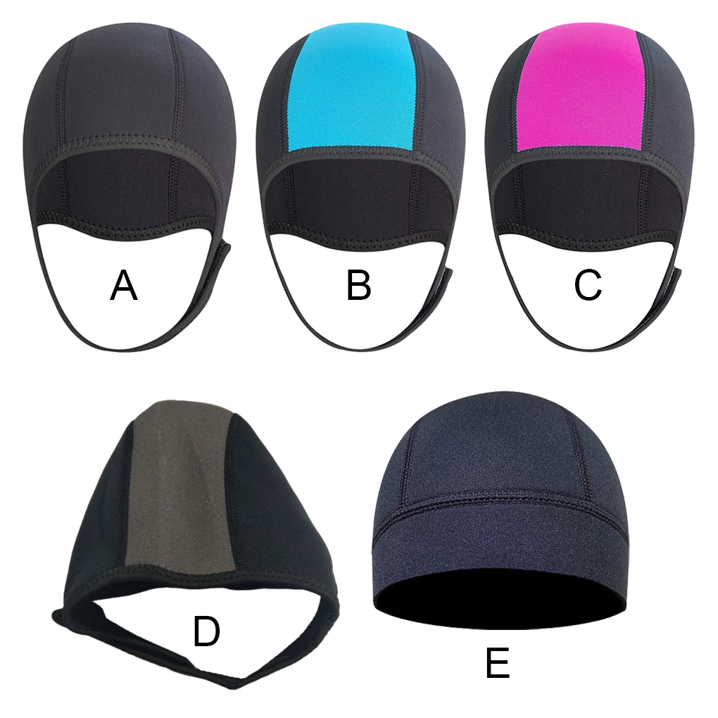 หลายสีให้ความอบอุ่นและมีสไตล์ด้วยหมวกว่ายน้ํา Neoprene สีทึบอุปกรณ์ชุดว่ายน้ําสําหรับผู้ชายผู้หญิงพายเรือแคนูสีน้ําเงินฟรีไซส์