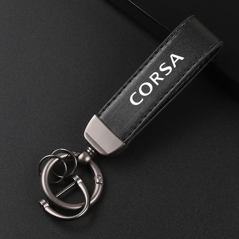 Deluxe Leather Keychain with Car Badge Keychain Pendant For opel CORSA