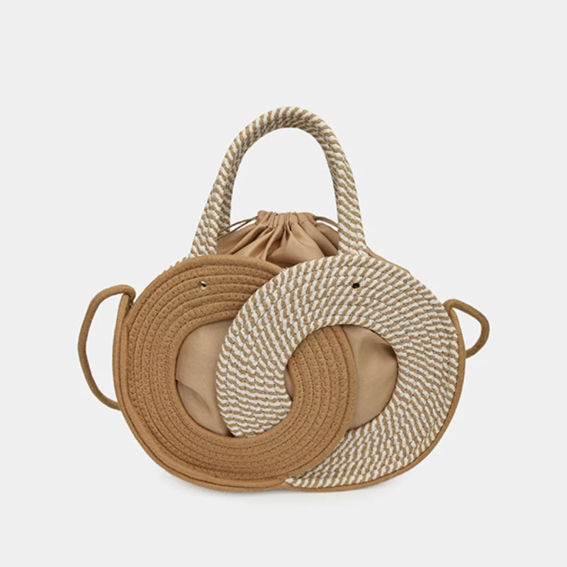 Colorblock Raffia Straw Woven Crossbody Shoulder Bag,Women Vacation Casual Chic Handbag,Summer Large Capacity Beach Tote Bag