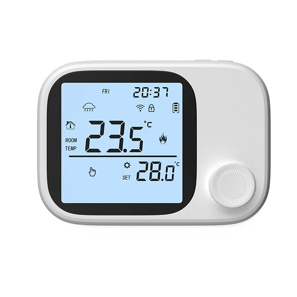 Programmable Thermostat RF433 Thermostat 300 Meters Wireless Range Elegant Design White Black Energy Conservation