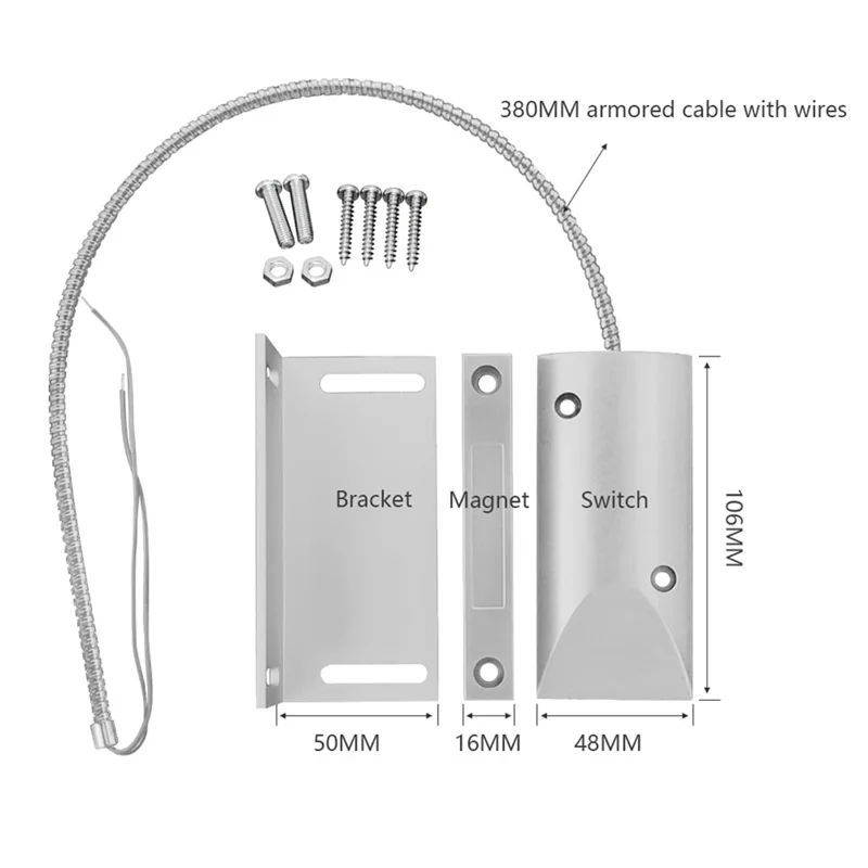 A36T-Magnetic Switch Alarm Sensor Overhead Garage Door Contacts With L Bracket