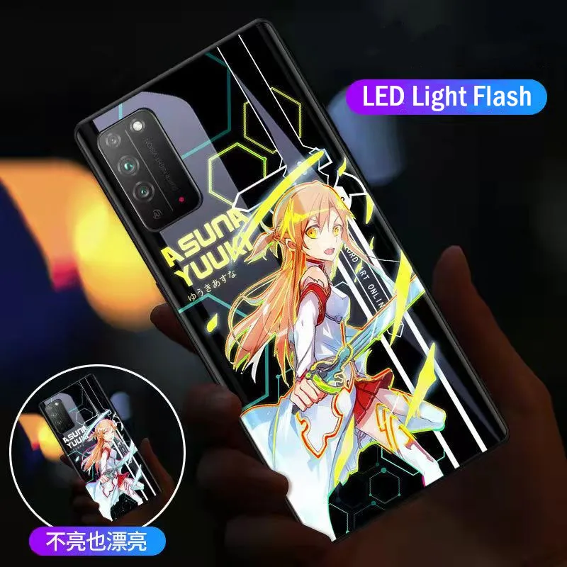 

Luminous Glass LED Light Cases For Realme GT Neo 2 X50 X7 X2 Pro 8 7 V11 Q3 C12 C17 C25 7 Pro Selfie Light Smart Control Covers