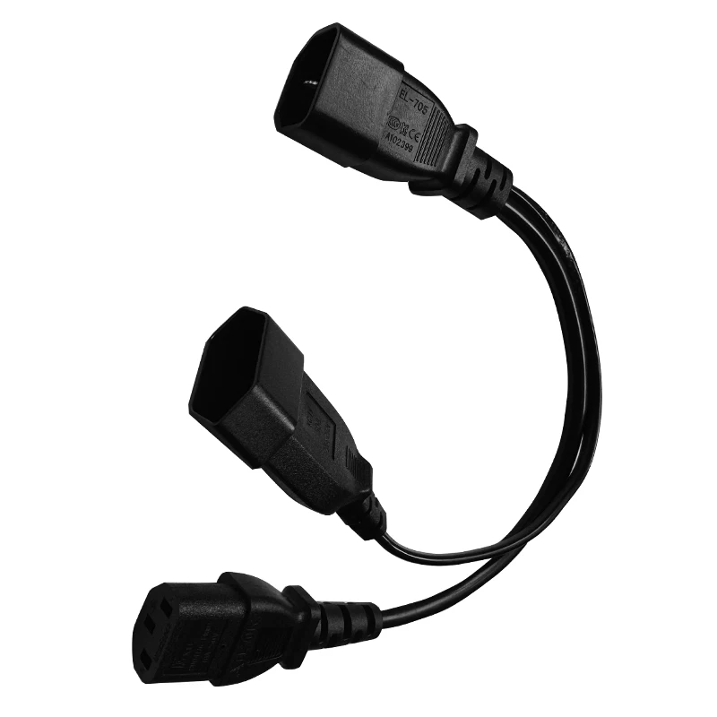 AC Power Splitter Cord IEC320 3 pin C14 TO Male C13+2 hole EU 4.0mm Female socket Y Splitter AC power cord Y Splitter Power Lead