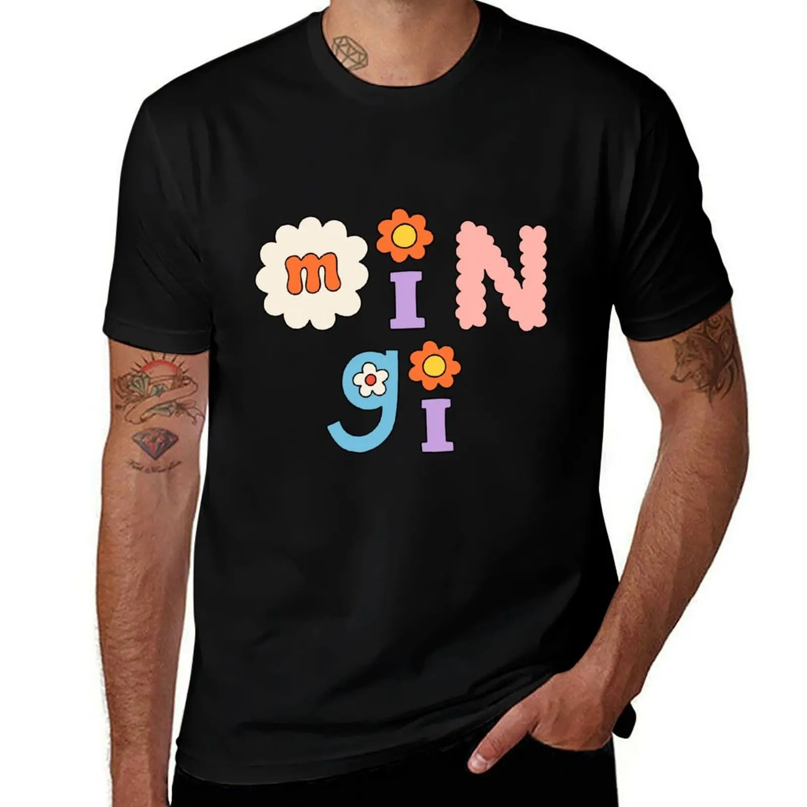 

Mingi Ateez KPOP T-Shirt aesthetic clothes Luxury man blue archive slim fit t shirts for men