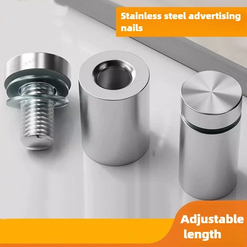 Maosu 1pcs Glass Fasteners 19/25mm Stainless Steel Acrylic Advertisement Standoffs Pin Nails Billboard Fixing Screws Hardware