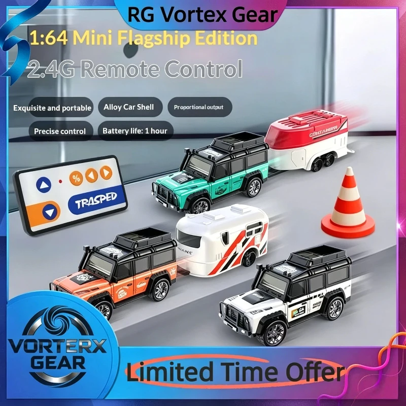 

【In Stock】1:64 Remote Control Car High-Precision Mini Alloy Charging 2.4g Adjustable Speed Off-Road With Trailer Model Toy Gift