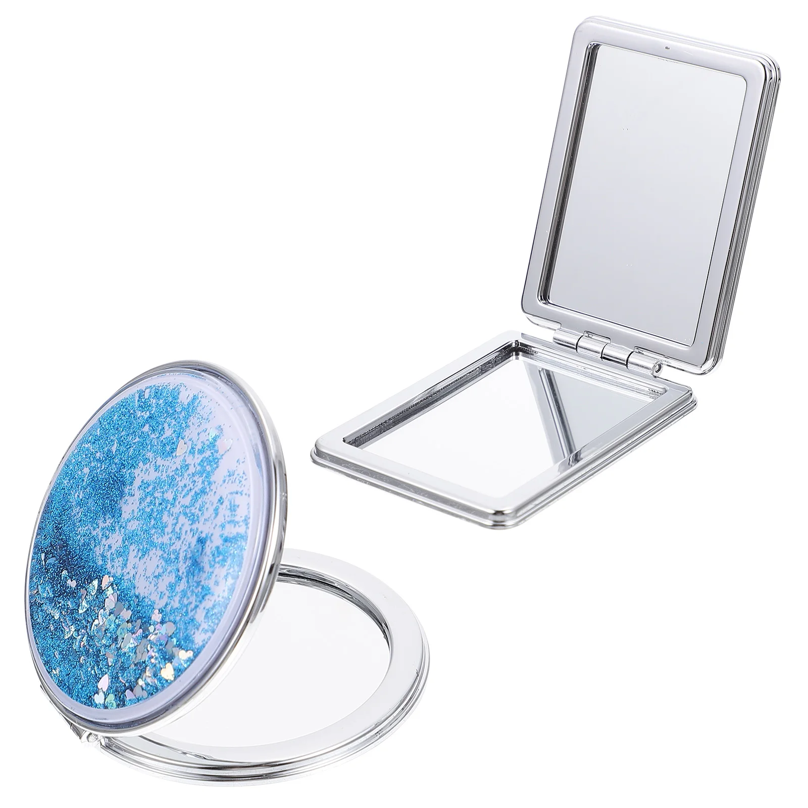 

2Pcs Glitter Mirror Compact Foldable Double Sided Portable Makeup Mirror for Women Travel Outdoor Mini Vanity