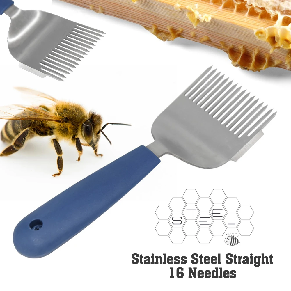 Beekeeping Tool Stainless Steel Straight 16 Needles Uncapping Fork Beehive Shovel Bee Honey Scratcher Farm Apiculture Equipment