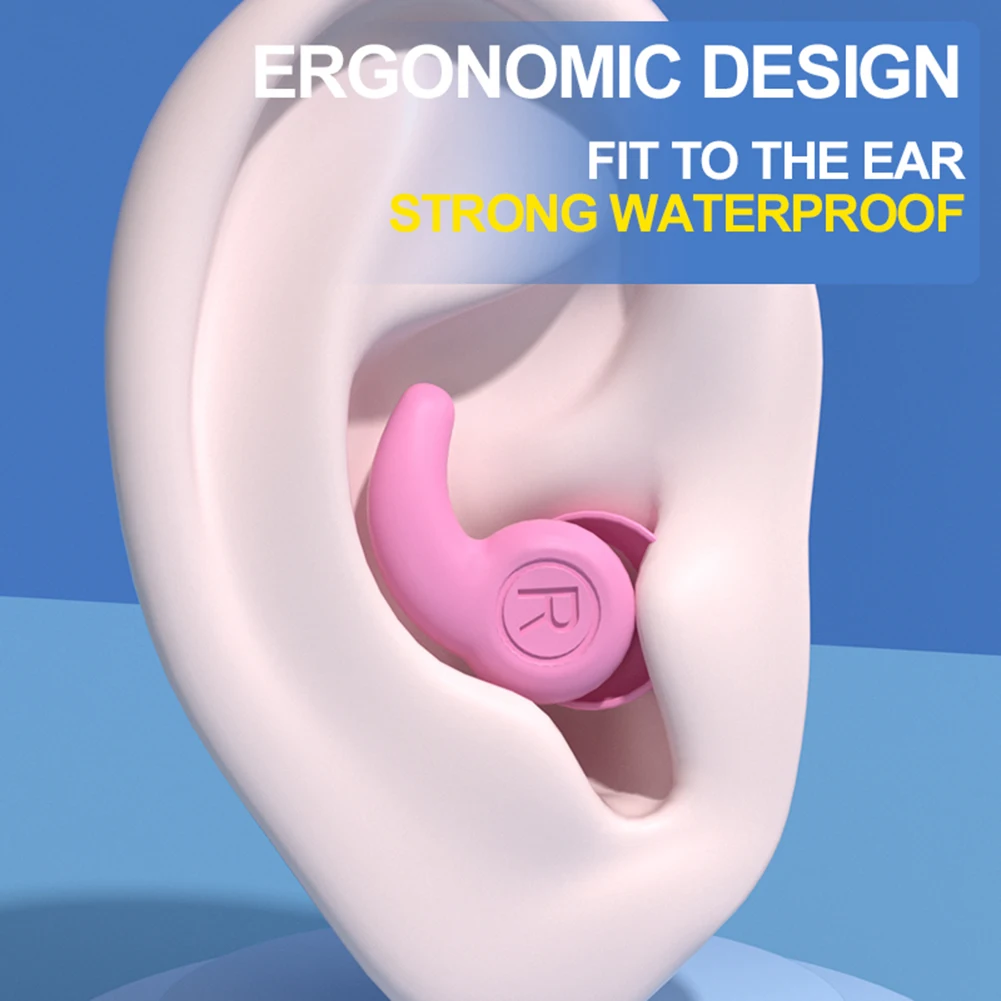 Swimming Silicone Ear Protector Three-Layer Noise-Reducing Earplugs Sound Insulation Cap Waterproof Washable for Children Adult