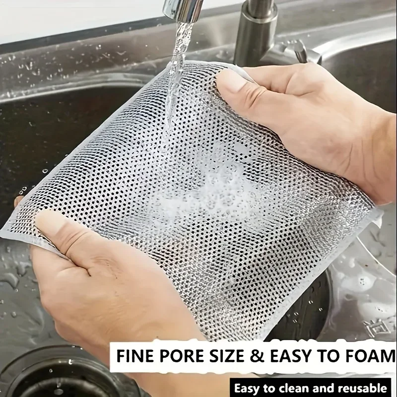 1pc Steel wire ball cloth, steel wire dishwashing cloth, kitchen cleaning without oil stains